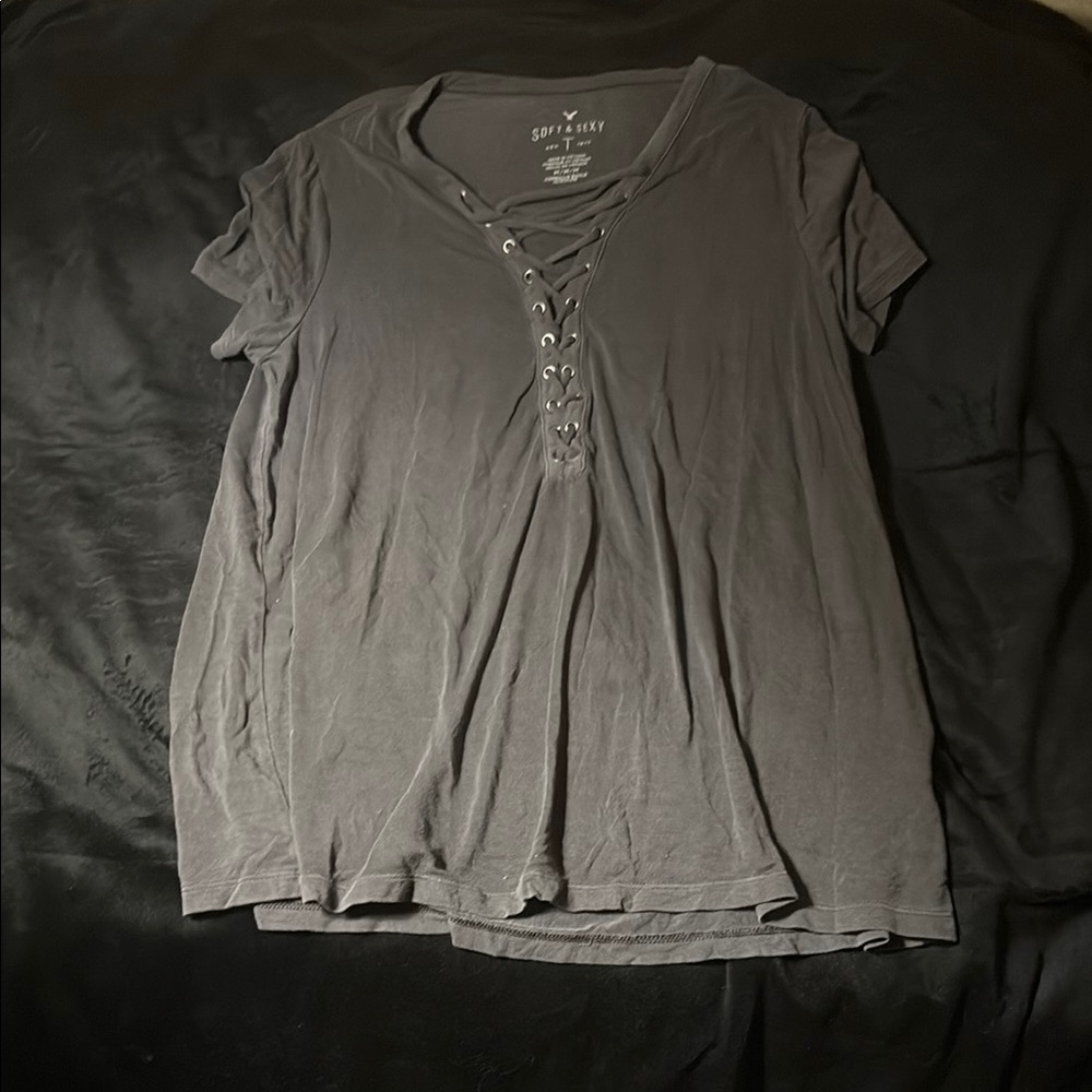 American Eagle Outfitters Gray Relaxed Short Sleeve T-Shirt